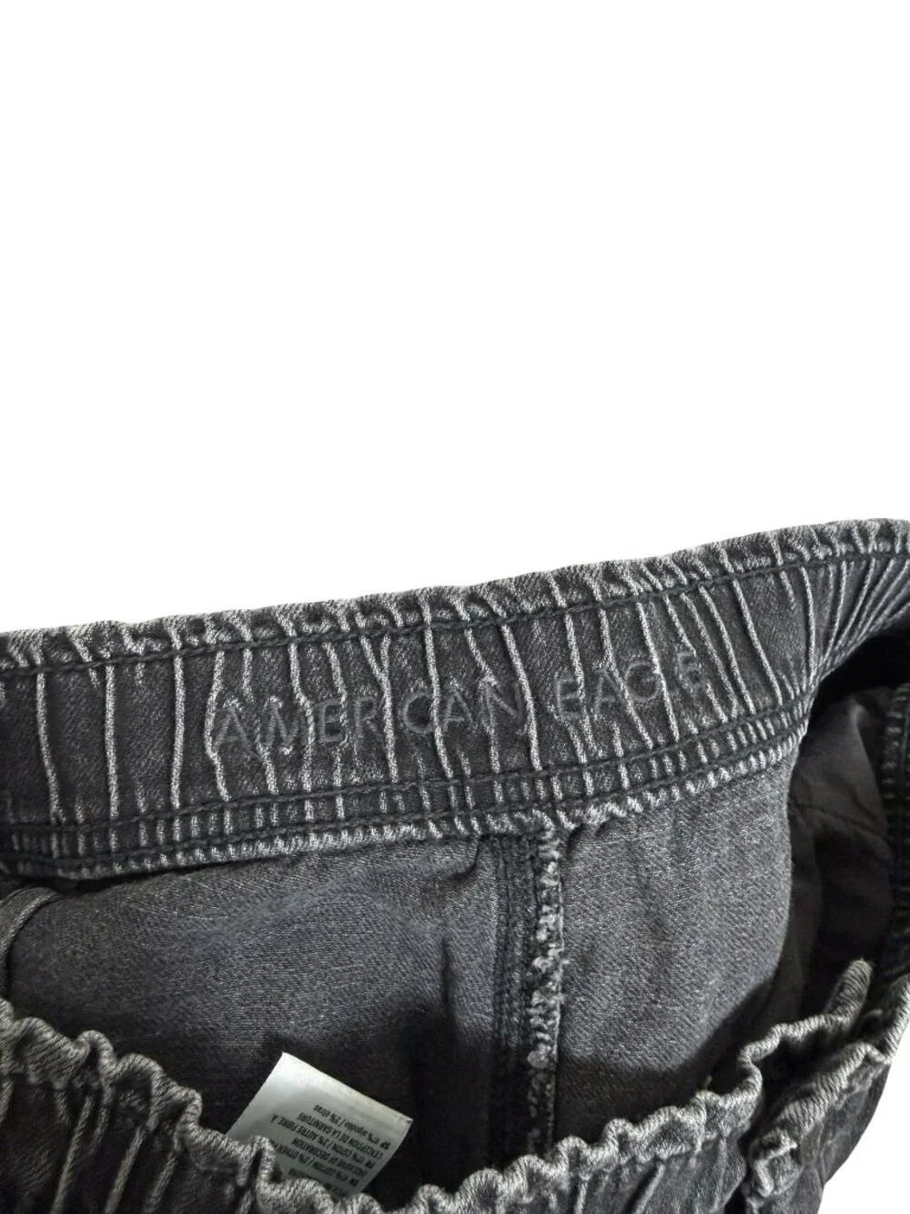 American Eagle Mom Shorts Size 6 Black Wash Ruffle Elastic Waist Stretch